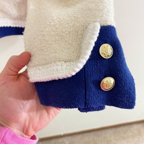 J. Crew Cream/Navy Boucle Cardigan Sweater Pockets Button Up Women's Size Medium - Picture 7 of 10